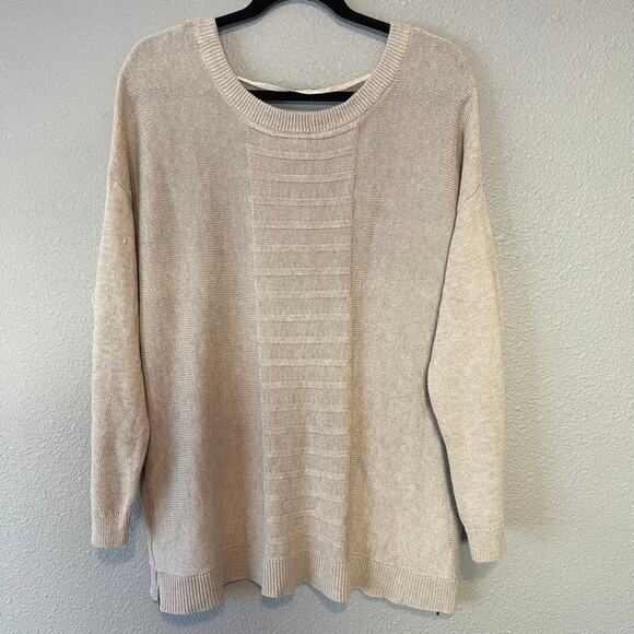 Lane Bryant Popover Knit Wide Crewneck Side Zipper Detail Tan Sweater Plus 18/20 - Picture 7 of 7